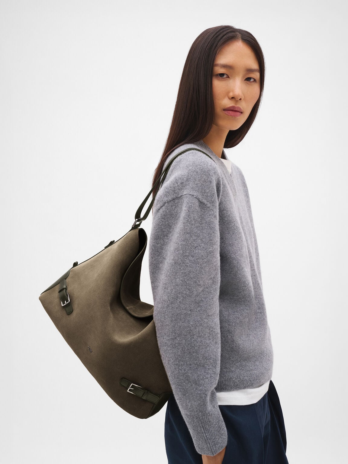 Tate Suede Hobo Bag, Olive, hi-res