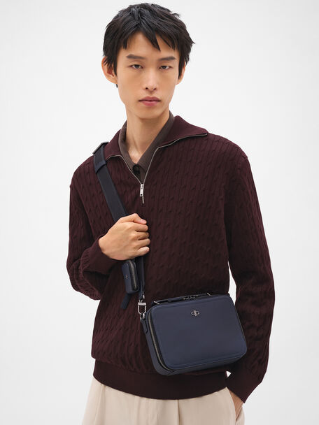 Drew Leather Crossbody Bag, Navy, hi-res