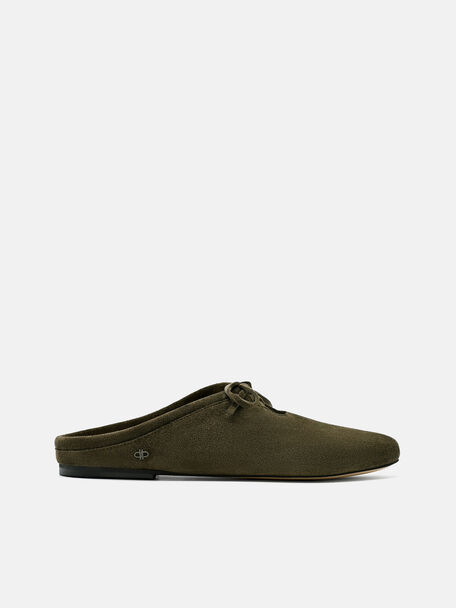 Elise Suede Mules, Olive, hi-res