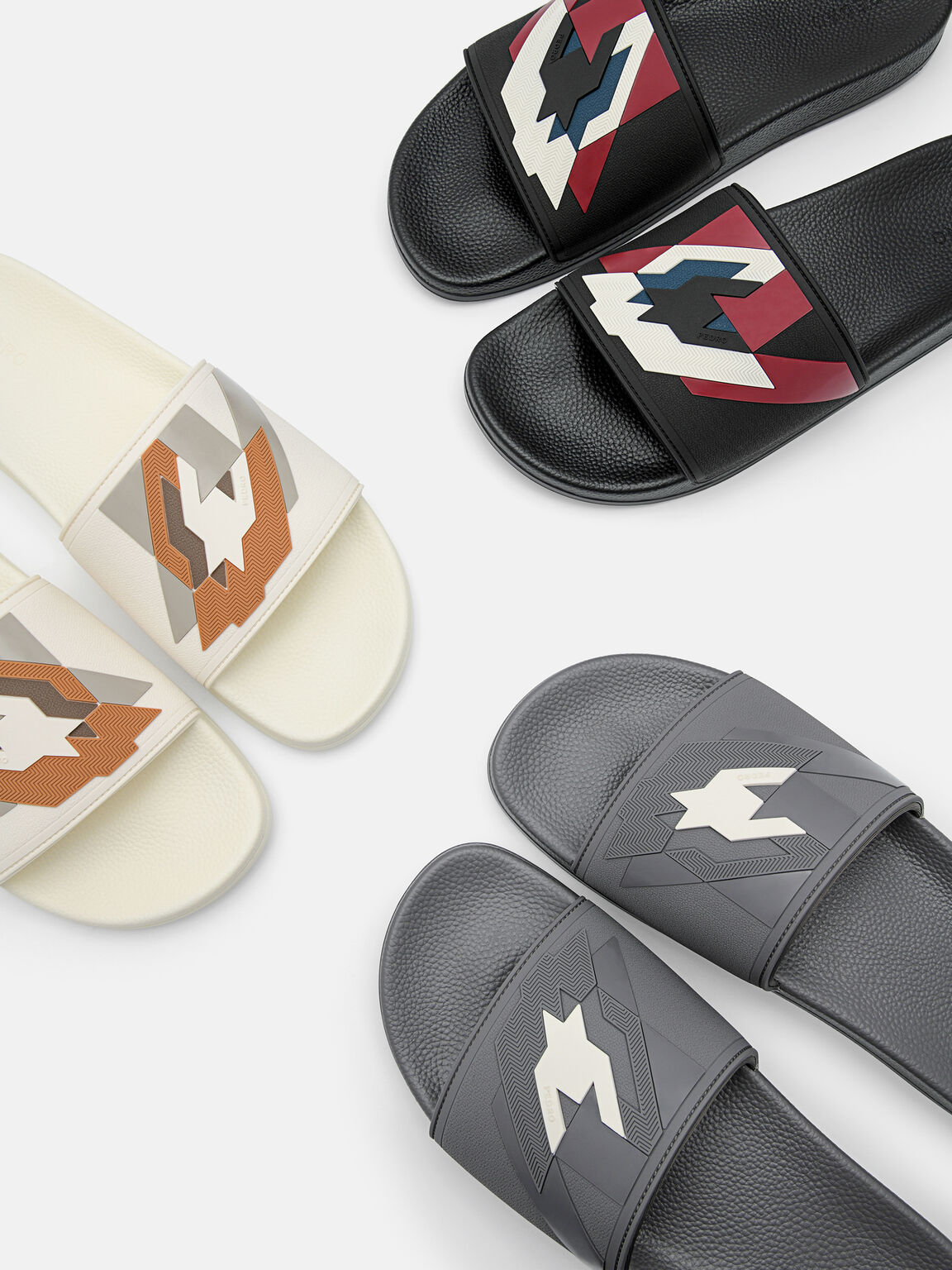 Houndstooth Slide Sandals, Grey, hi-res