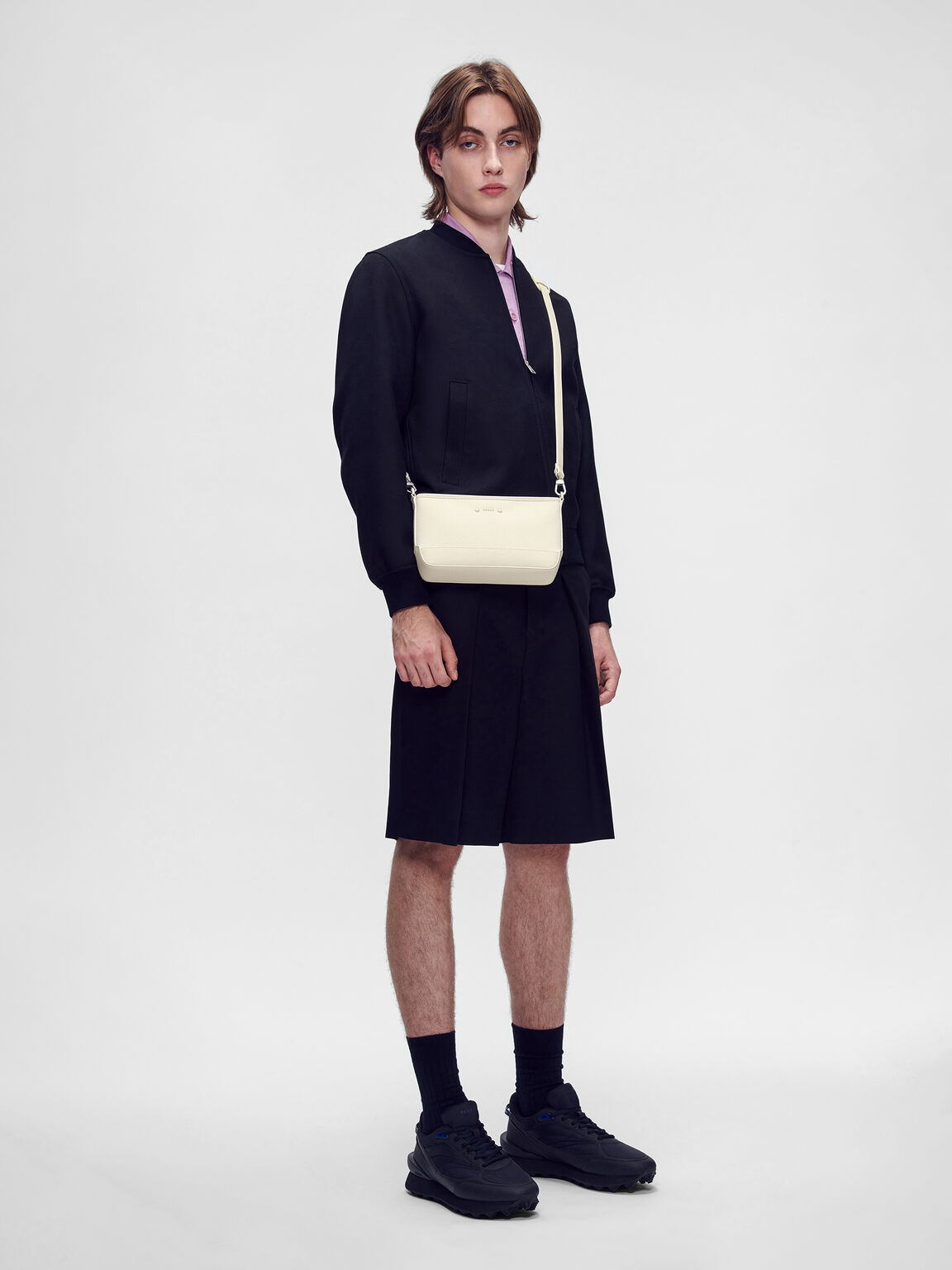 Túi đeo chéo phom chữ nhật Luc Canvas, Phấn, hi-res