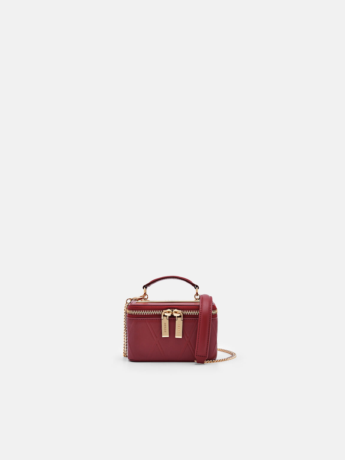 Túi xách hình hộp chữ nhật Ari Leather Mini Vanity, Đỏ Rượu Vang, hi-res