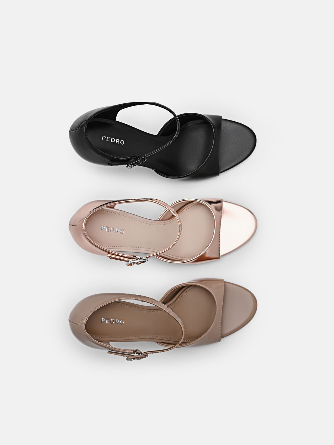 Giày sandals cao gót mũi tròn Leather, Đen, hi-res