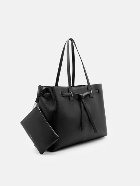T&uacute;i tote phom chữ nhật Demi Oversized, Đen, hi-res