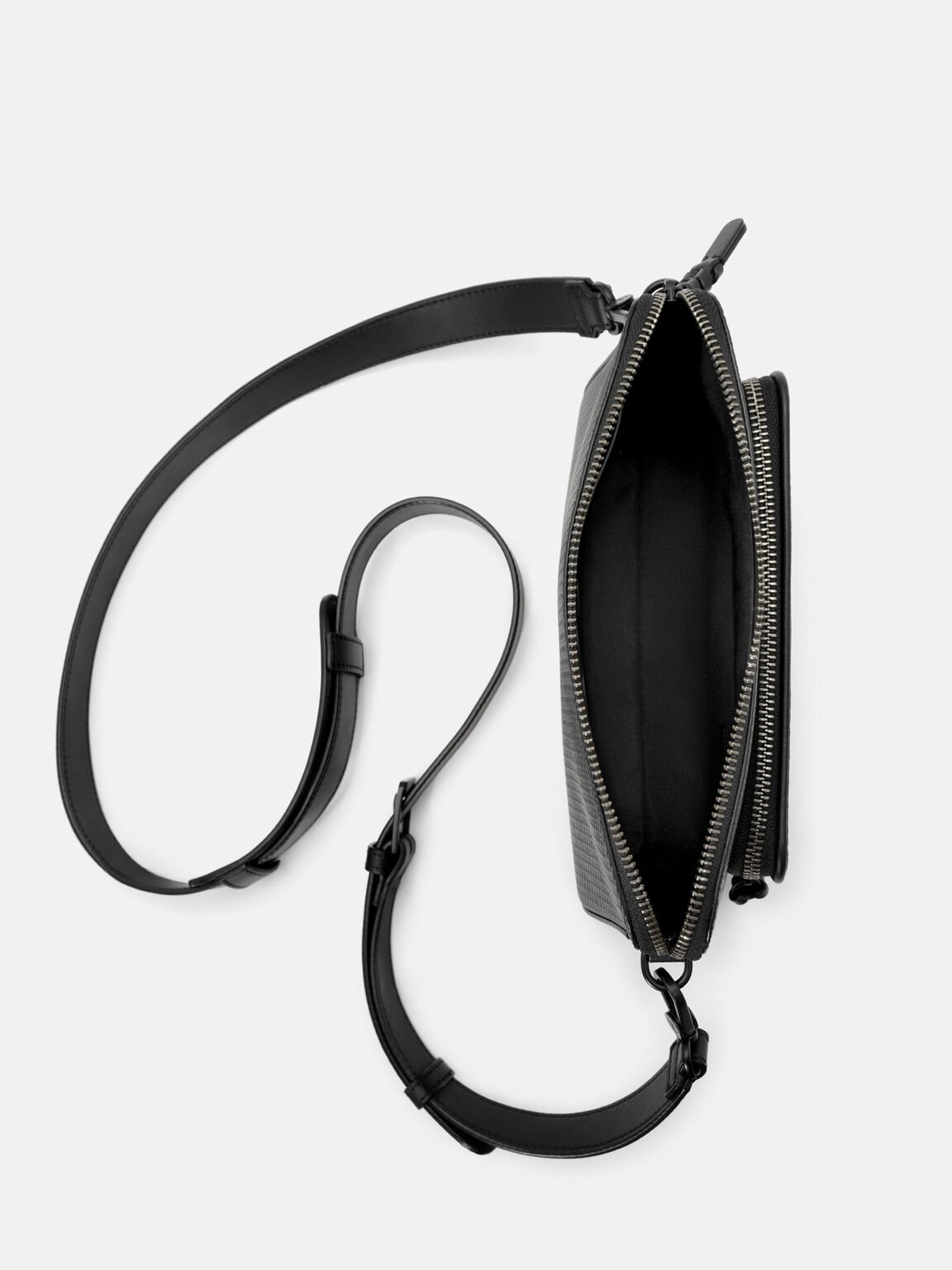 T&uacute;i đeo ch&eacute;o phom chữ nhật Pochette, Đen dập v&acirc;n, hi-res