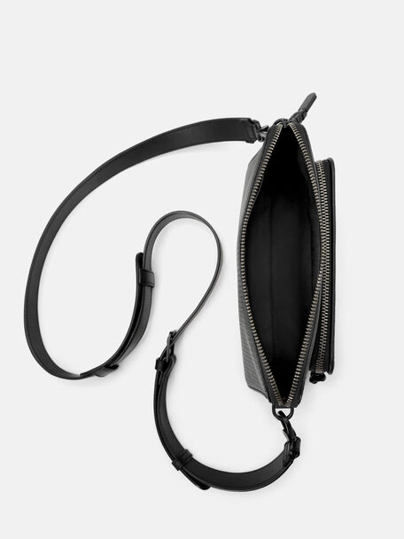 T&uacute;i đeo ch&eacute;o phom chữ nhật Pochette, Đen dập v&acirc;n, hi-res