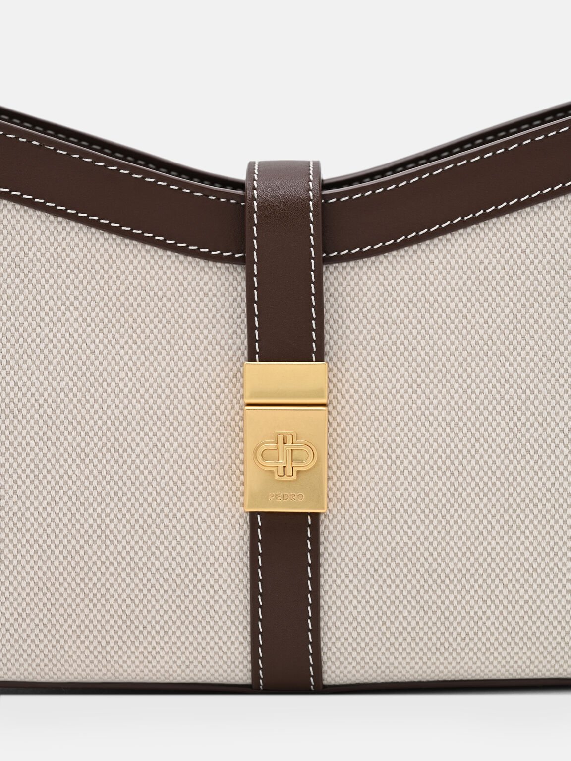 Farida Canvas Shoulder Bag, Dark Brown Canvas, hi-res