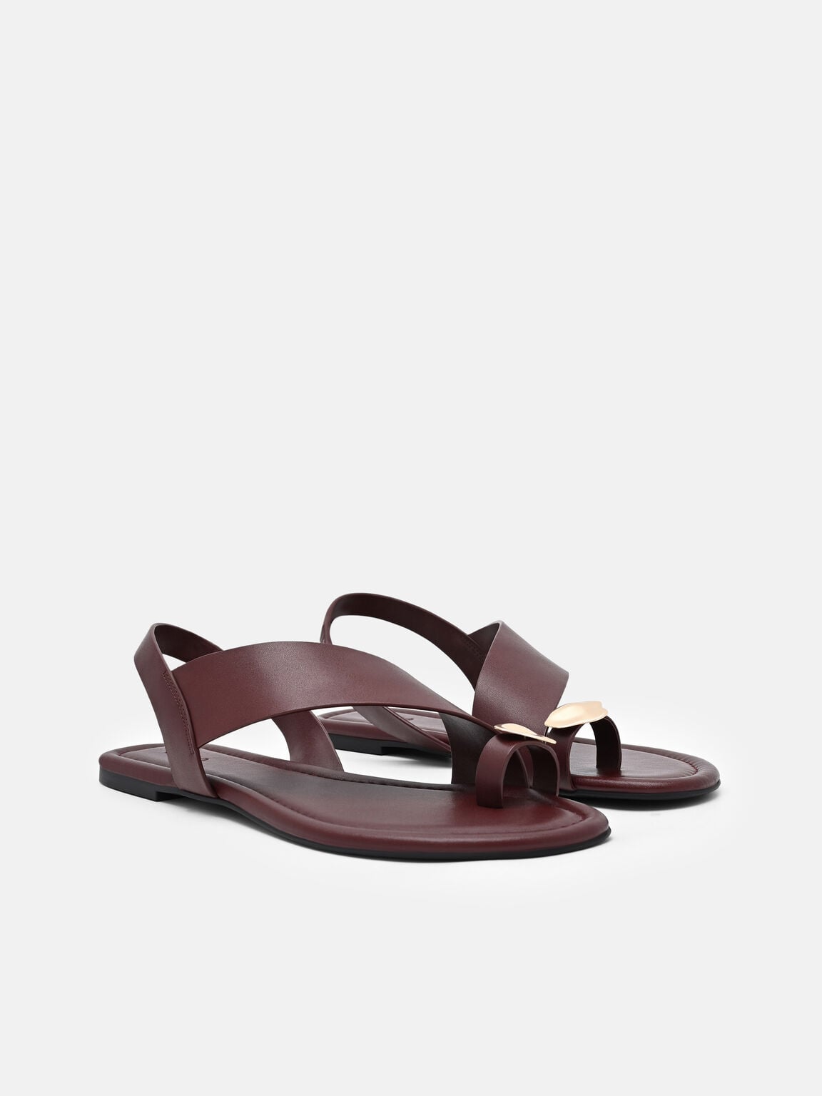 Gi&agrave;y sandals đế bệt Alexis Leather, Đỏ Rượu Vang, hi-res