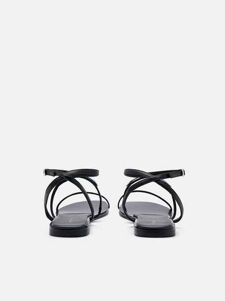 Gi&agrave;y sandals đế bệt Lia, Đen, hi-res