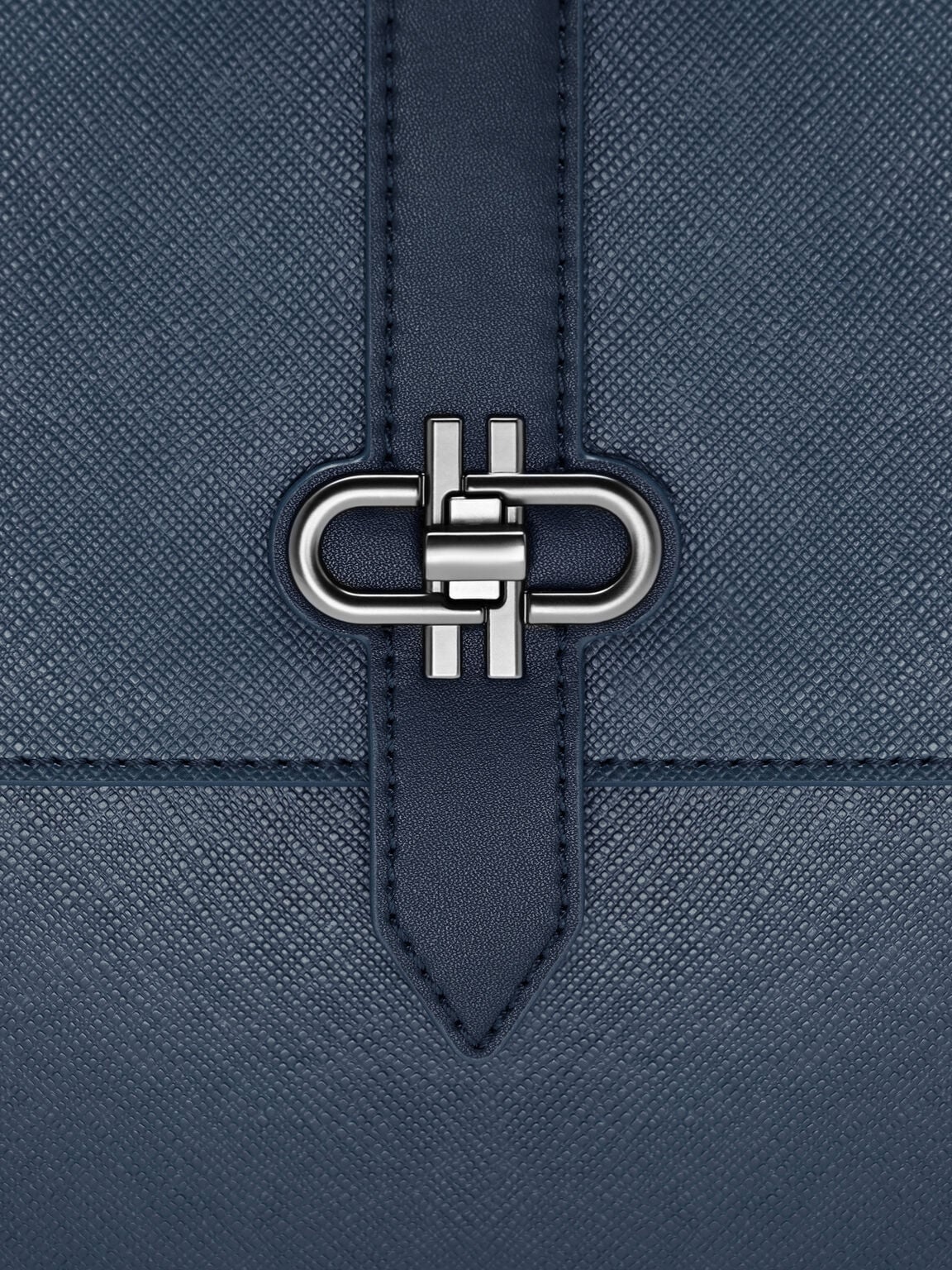 Boxy Saffiano Leather Crossbody Bag, Navy Saffiano, hi-res