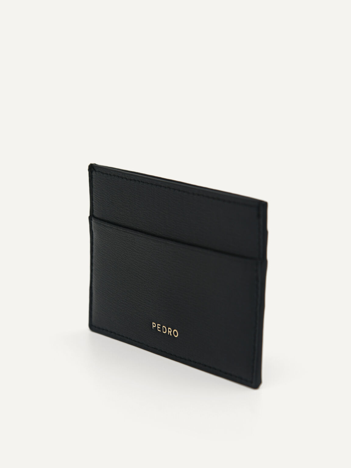 Cris-Cross Pattern Leather Cardholder, Black, hi-res