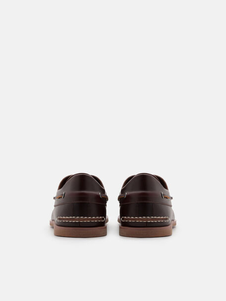 Marcos Leather Boat Shoes, Dark Brown Burnish, hi-res
