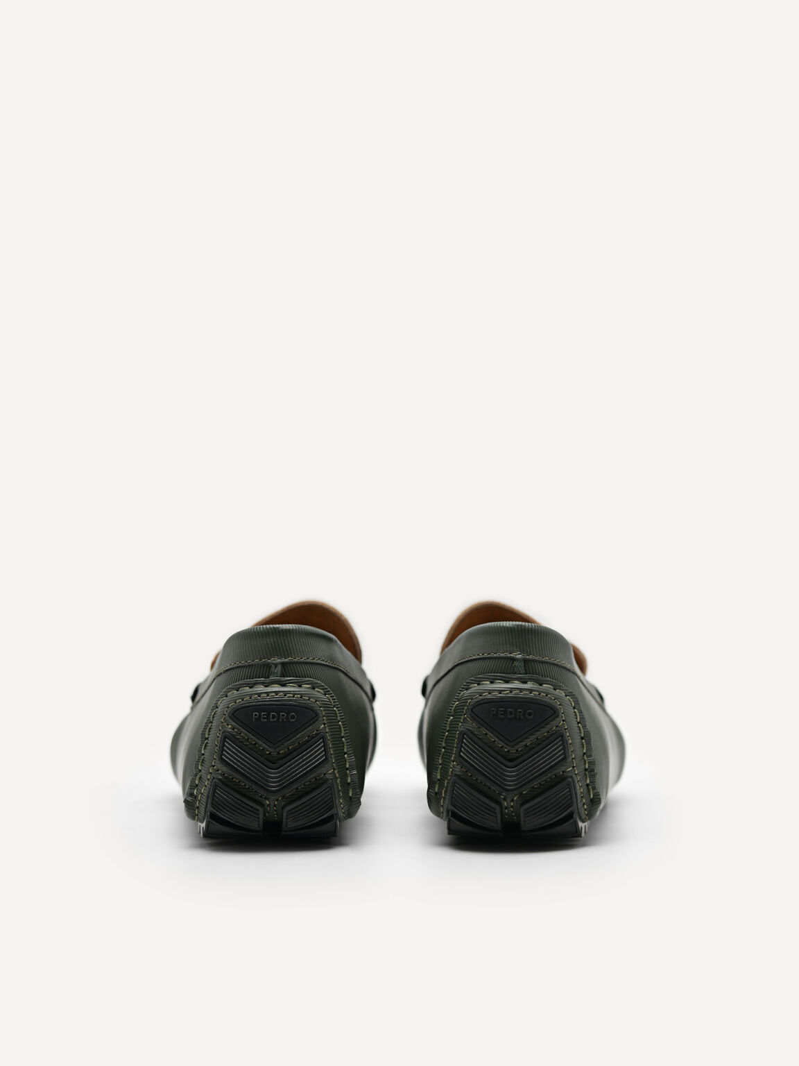 Spike Suede Leather Driving Shoes, Military Green, hi-res
