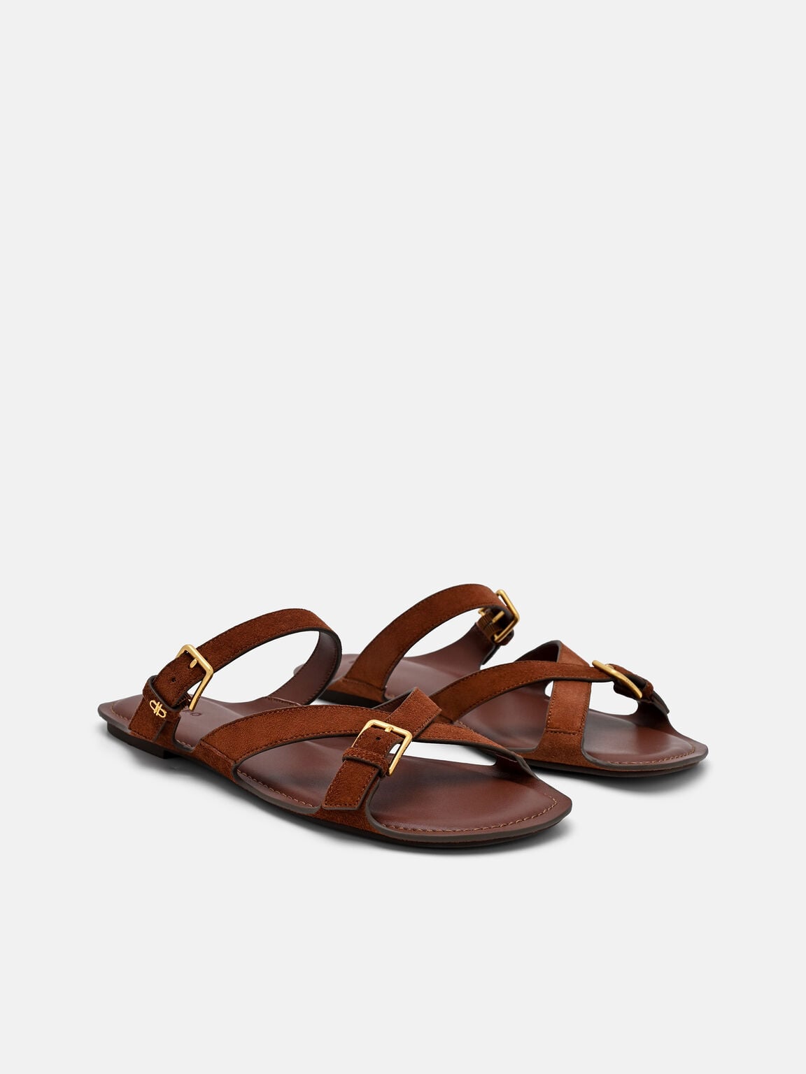 Gi&agrave;y sandals đế bệt quai ch&eacute;o, N&acirc;u Đỏ, hi-res
