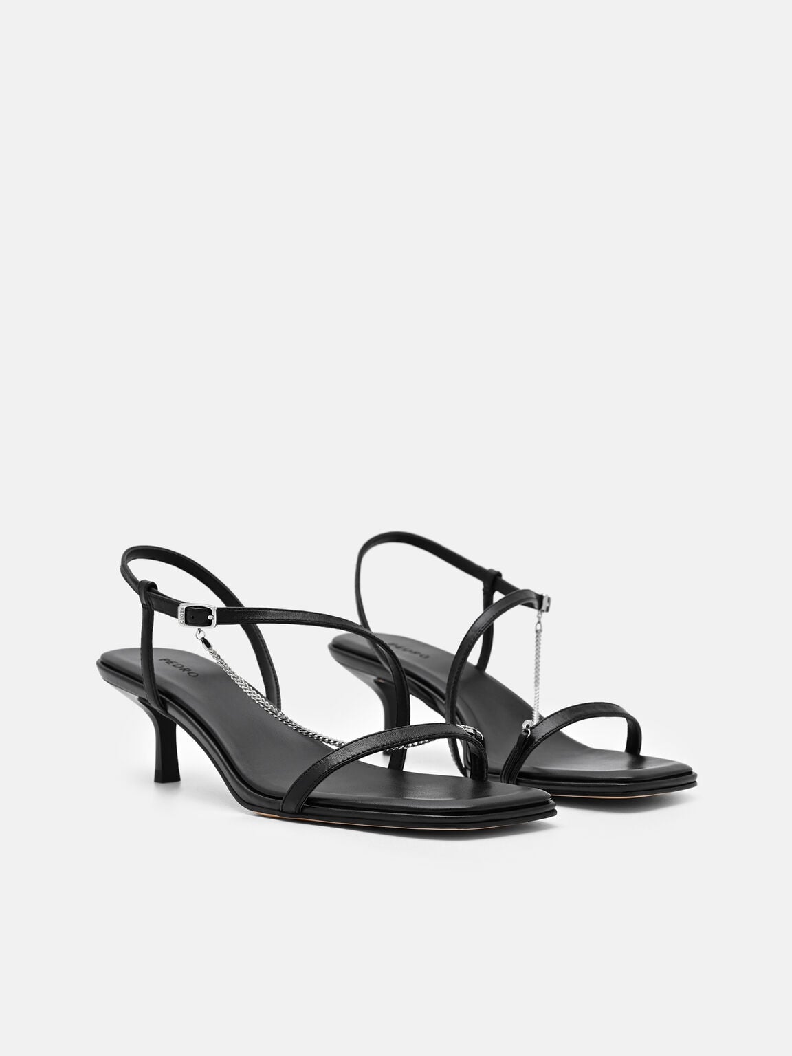 Marland Leather Heel Sandals, Black, hi-res