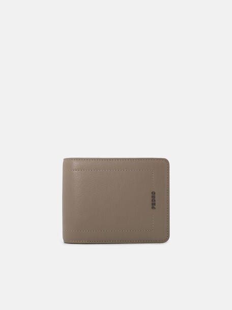 Embossed Leather Bi-Fold Wallet with Insert, Dark Taupe Embossed, hi-res