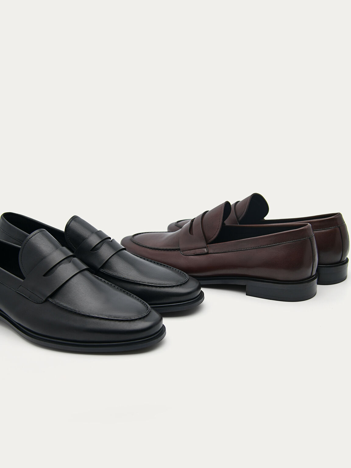 Bailey Calf Leather Loafers, Dark Brown, hi-res