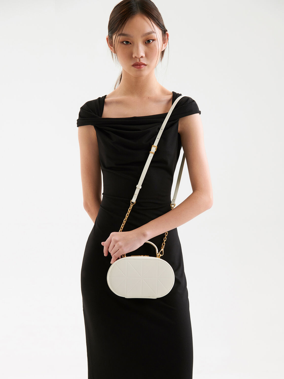 PEDRO Studio Cara Leather Mini Shoulder Bag in Pixel, Chalk, hi-res