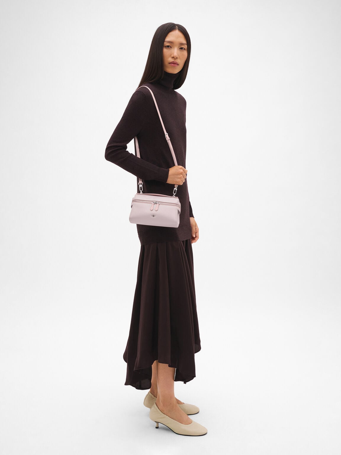 Alyssa Leather Shoulder Bag, Light Pink, hi-res