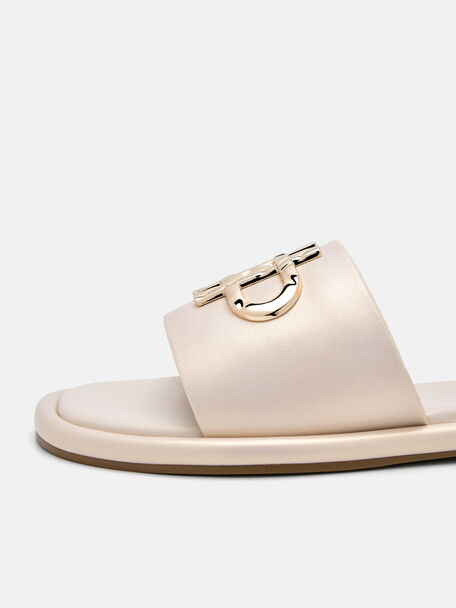 Dép quai ngang Icon Leather, Champagne, hi-res