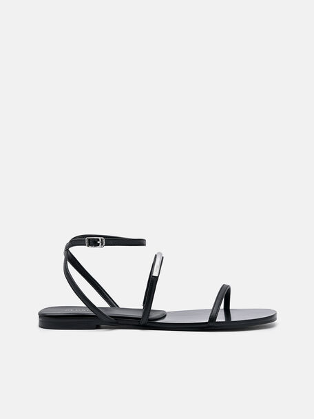 Gi&agrave;y sandals đế bệt Lia, Đen, hi-res