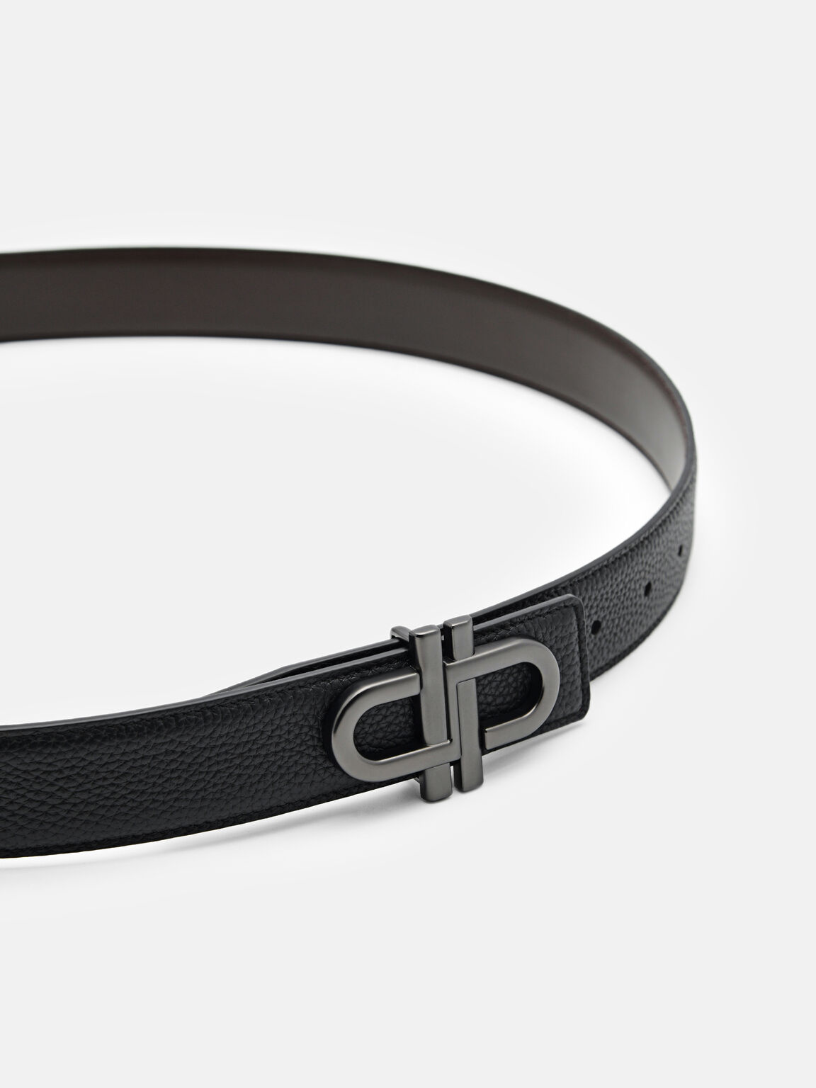 Thắt lưng bản vừa Icon Leather Reversible, Đen