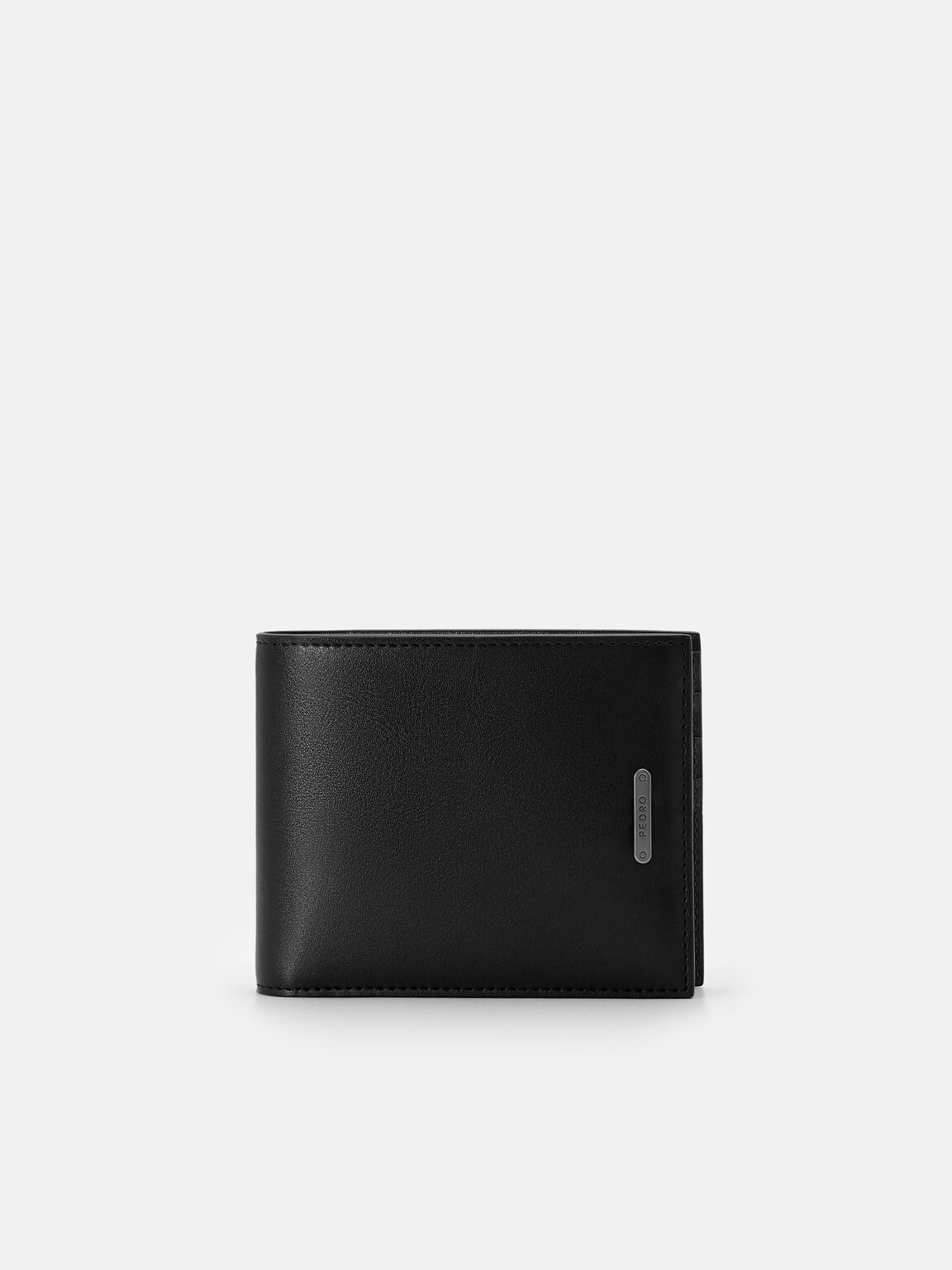 V&iacute; ngắn gập đ&ocirc;i Leather, Đen, hi-res