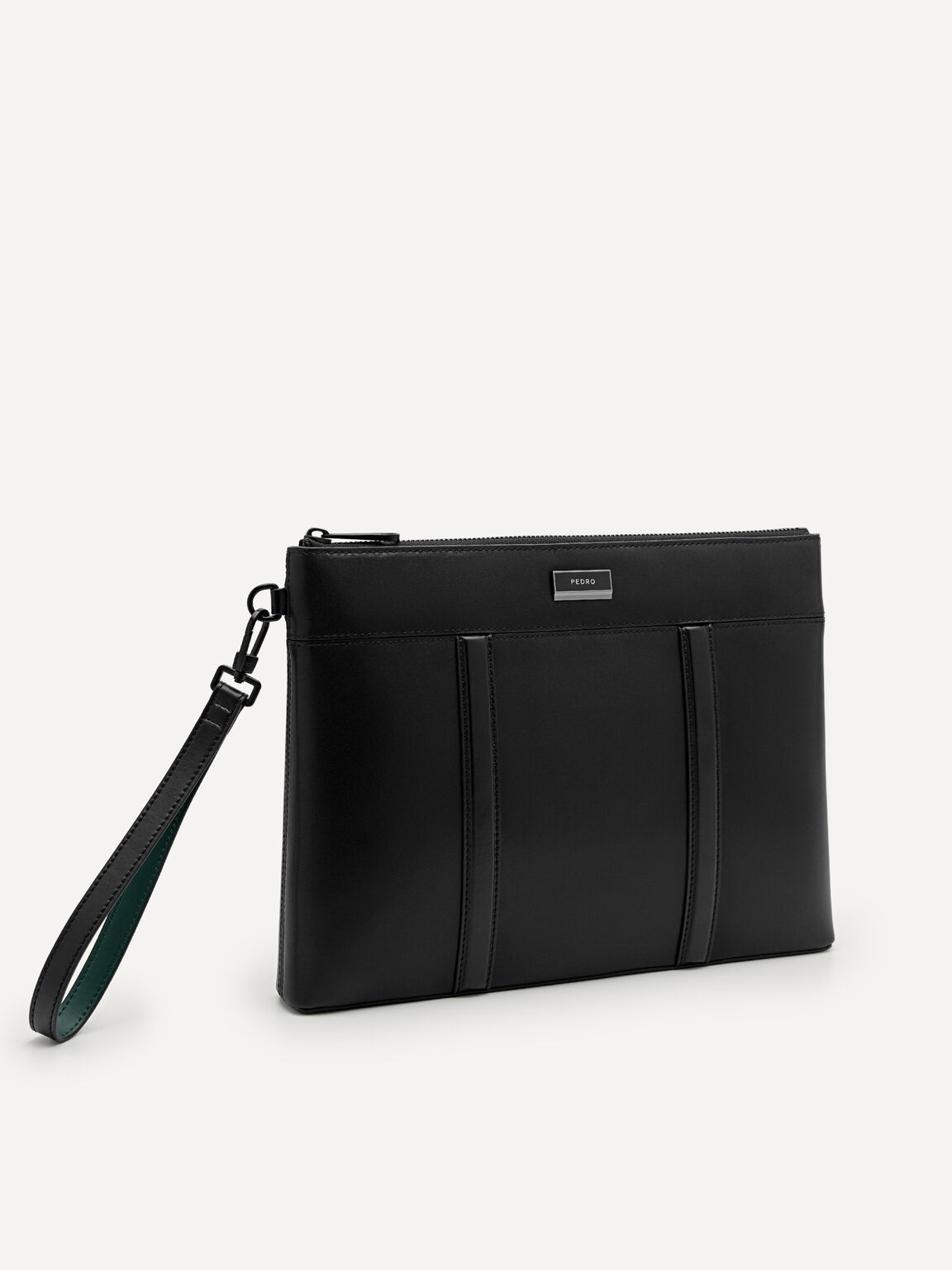 Túi cầm tay phom chữ nhật Allen Leather Portfolio, Đen, hi-res
