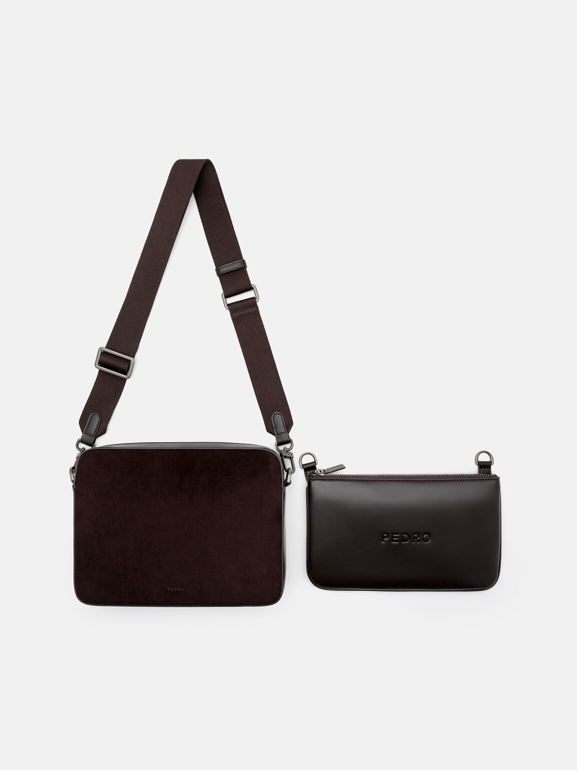T&uacute;i đeo ch&eacute;o phom chữ nhật Travis, Espresso Brown Suede, hi-res