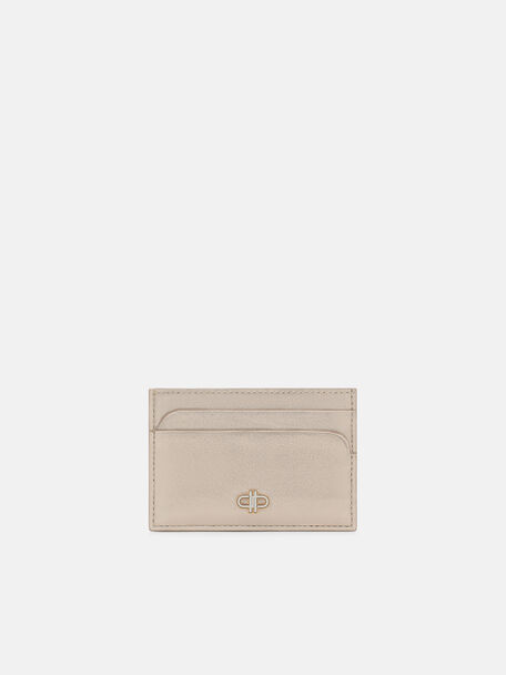 Leather Card Holder, Light Gold, hi-res