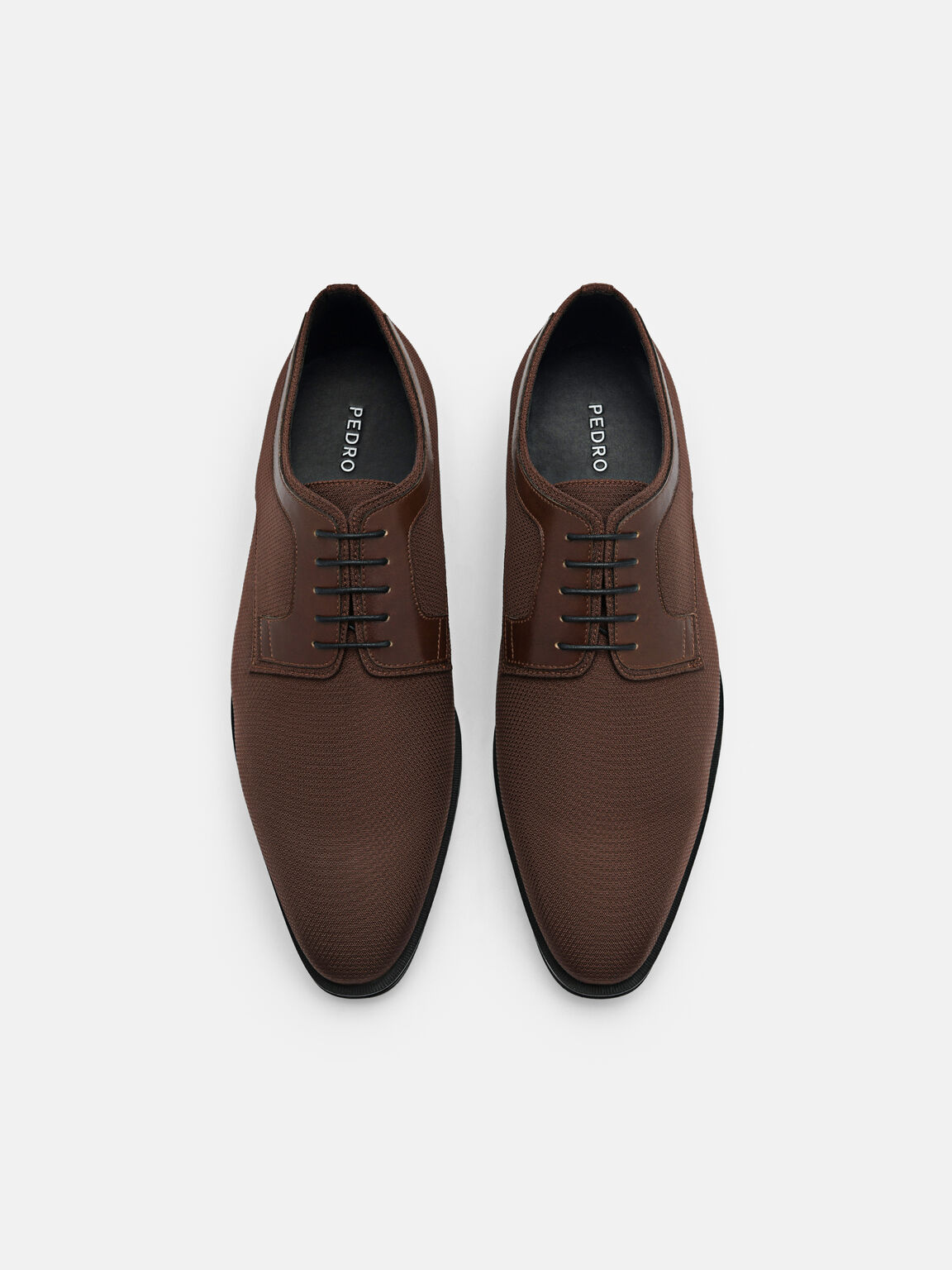 Nylon and Leather Derby Shoes, Dark Brown, hi-res