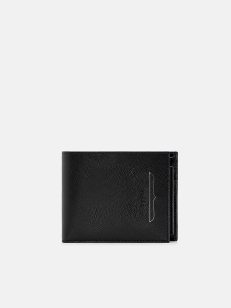 Saffiano Leather Bi-Fold Wallet with Insert, Black Saffiano, hi-res