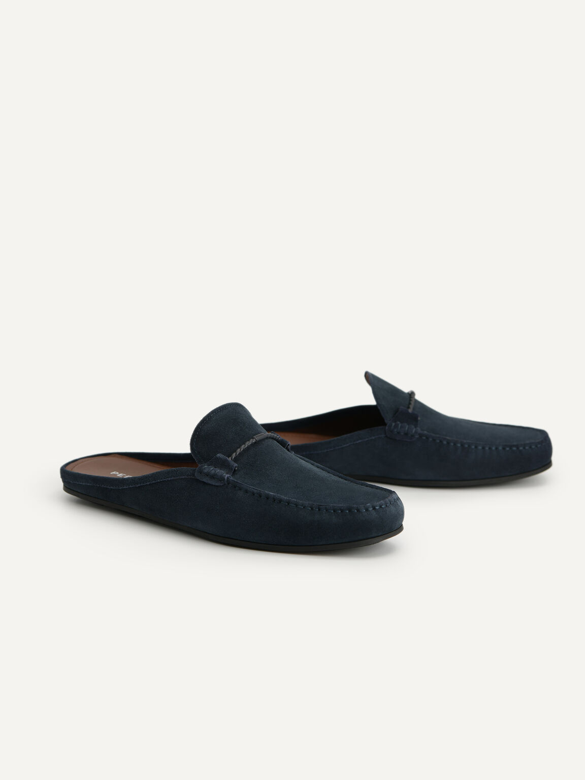 Leather Slip-On Driving Shoe, Navy, hi-res