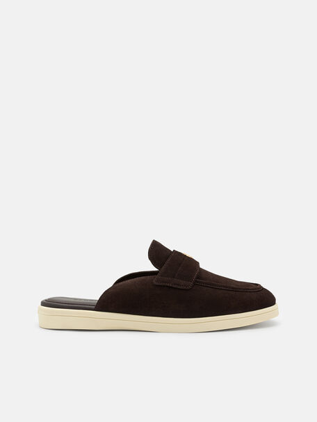 Gi&agrave;y mules đế bệt Roam, Espresso Brown Suede, hi-res