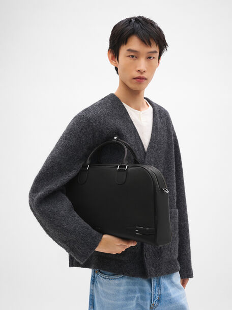 Tate Leather Duffel Bag, Black Embossed, hi-res