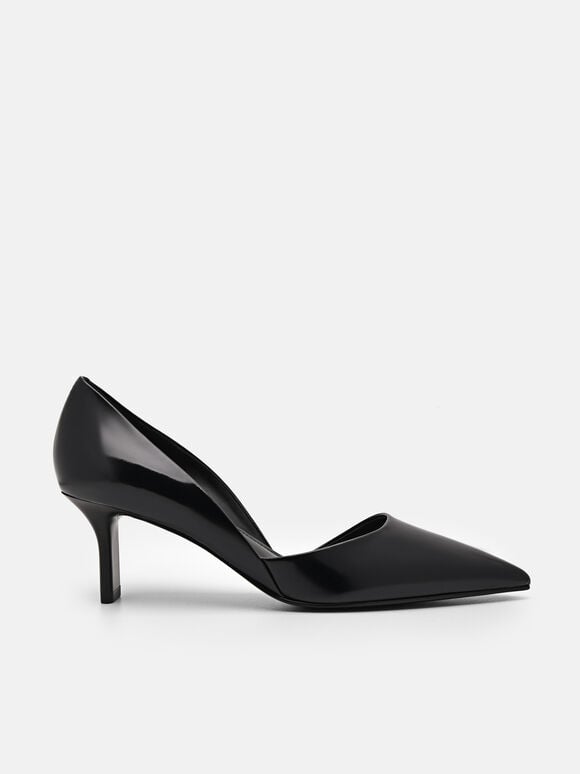 Giày cao gót mũi nhọn Rocco Leather Heel D'Orsay, Đen, hi-res