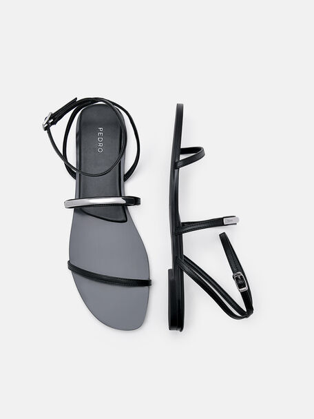 Gi&agrave;y sandals đế bệt Lia, Đen, hi-res