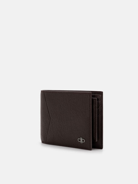 Leather Bi-Fold Wallet with Insert, Espresso Brown Embossed, hi-res