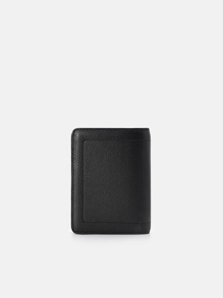 Embossed Leather Bi-Fold Card Holder, Black Embossed, hi-res