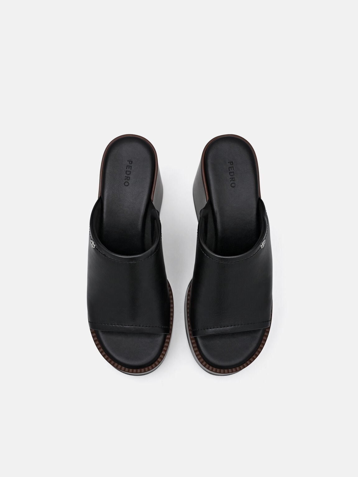 Estella Leather Platform Wedge Sandals, Black, hi-res