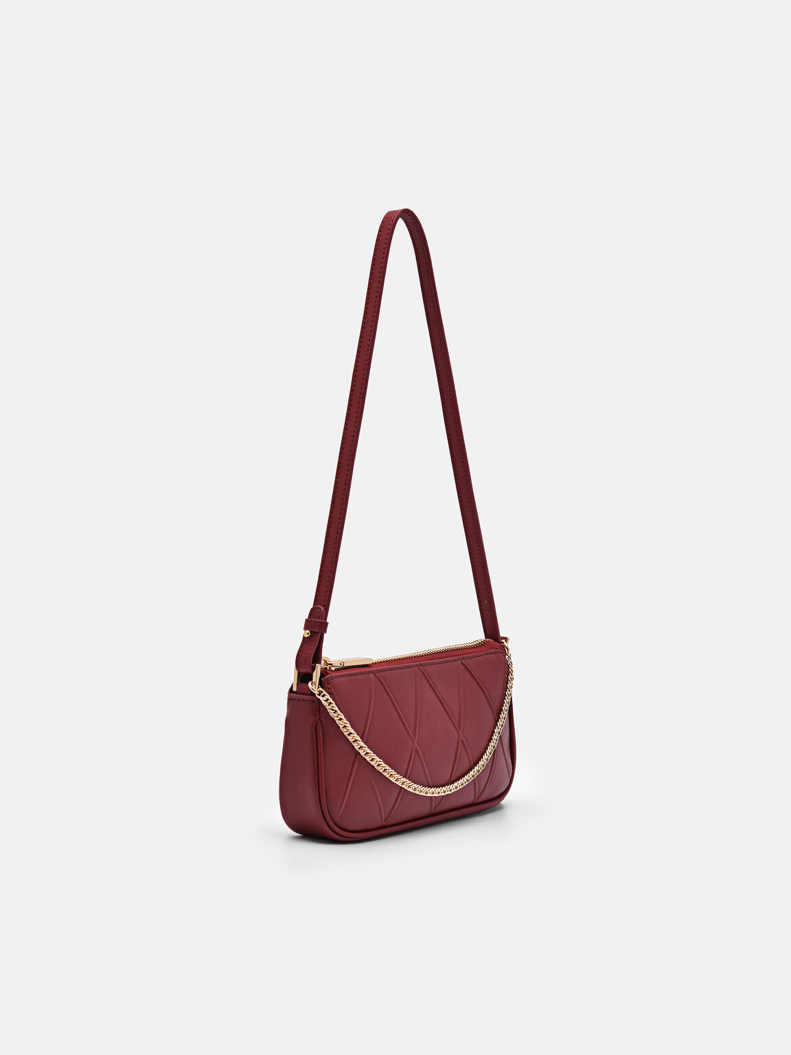 Túi đeo vai phom chữ nhật Maddy Leather, Đỏ Rượu Vang, hi-res