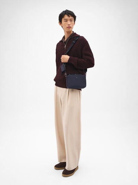 Drew Leather Crossbody Bag, Navy, hi-res