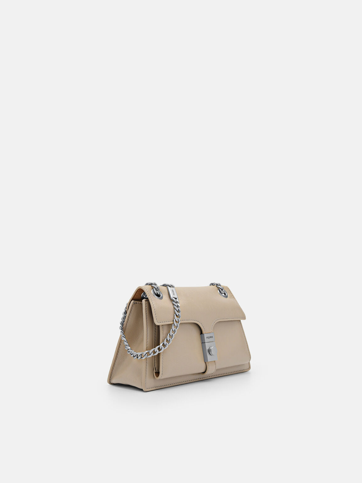 Túi đeo vai hình thang Studio Farida Leather Mini, Nâu Xám, hi-res