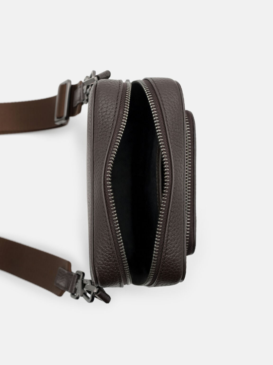Fingerprint Lock Crossbody Bag, Espresso Brown Tumble, hi-res