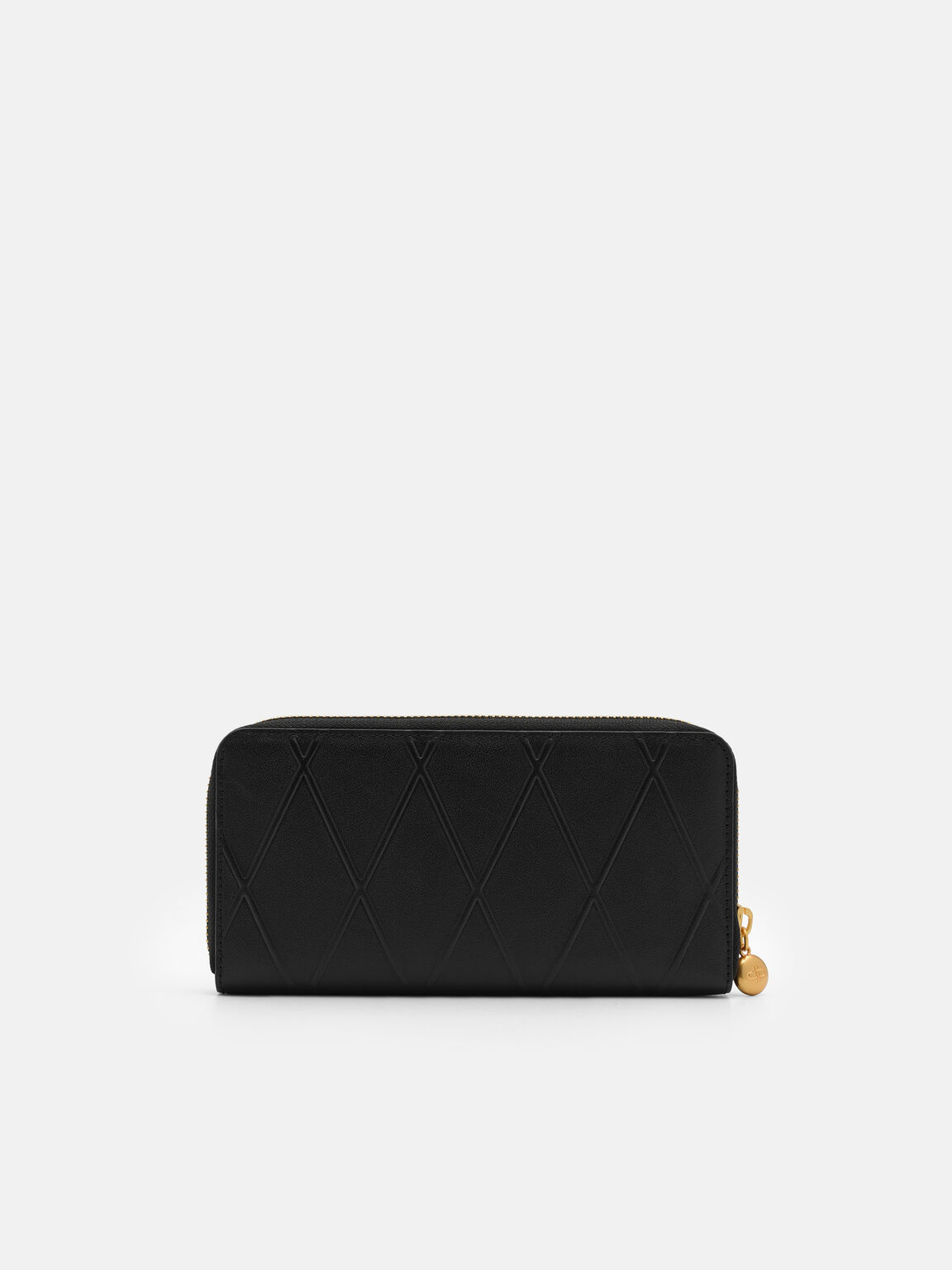 Quilted Leather Long Wallet, Black, hi-res
