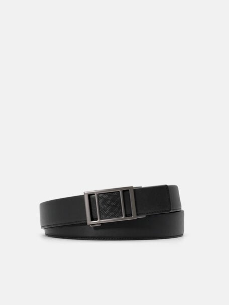 Thắt lưng bản vừa Leather Automatic, Đen dập v&acirc;n, hi-res