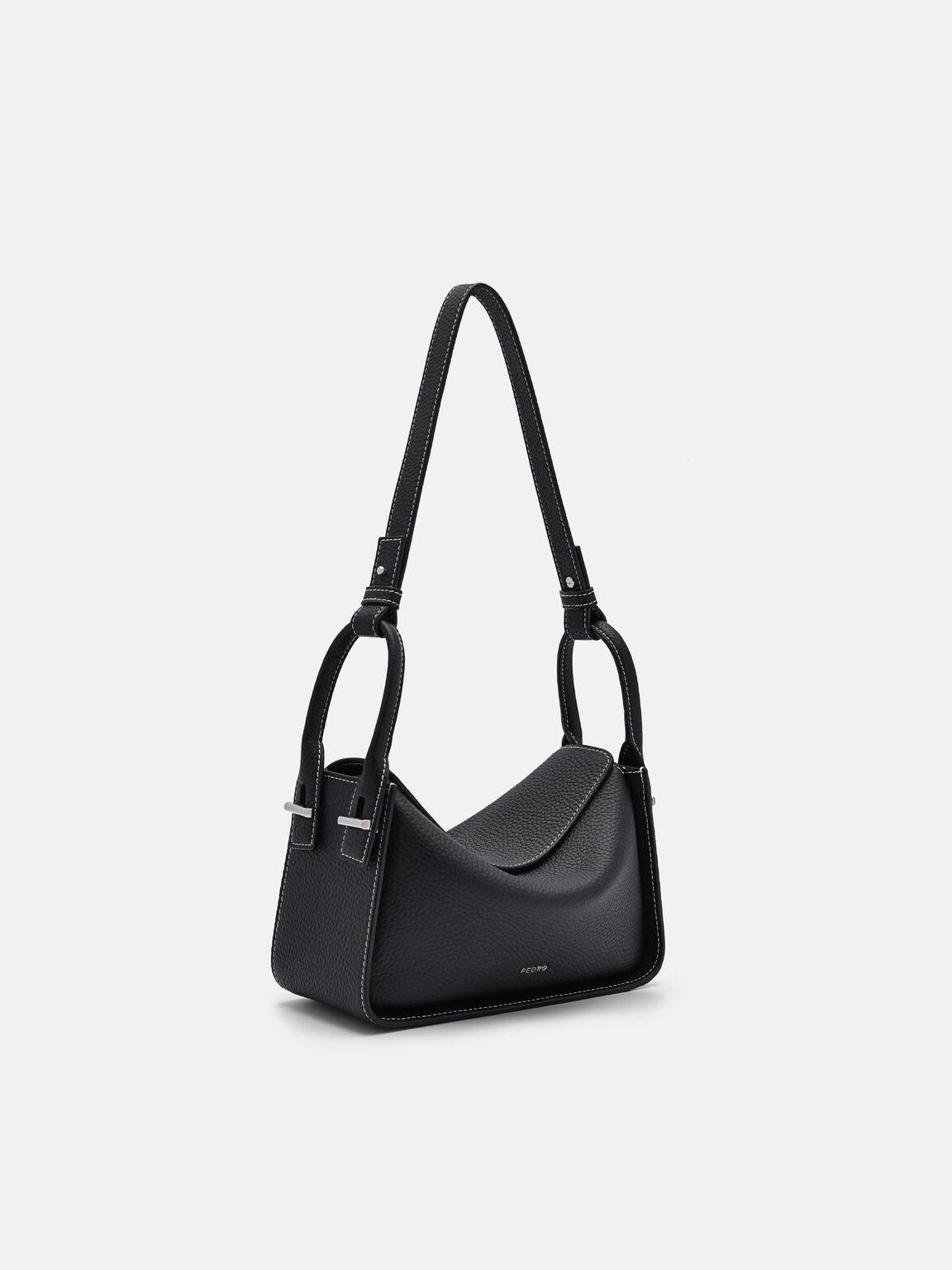 Demi Leather Shoulder Bag, Black, hi-res