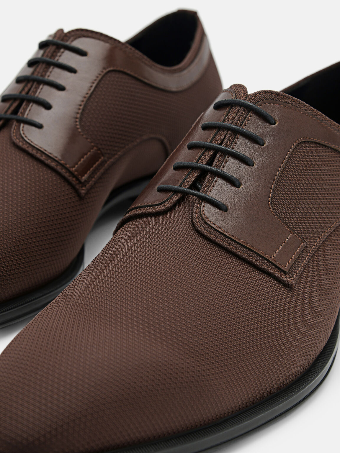 Nylon and Leather Derby Shoes, Dark Brown