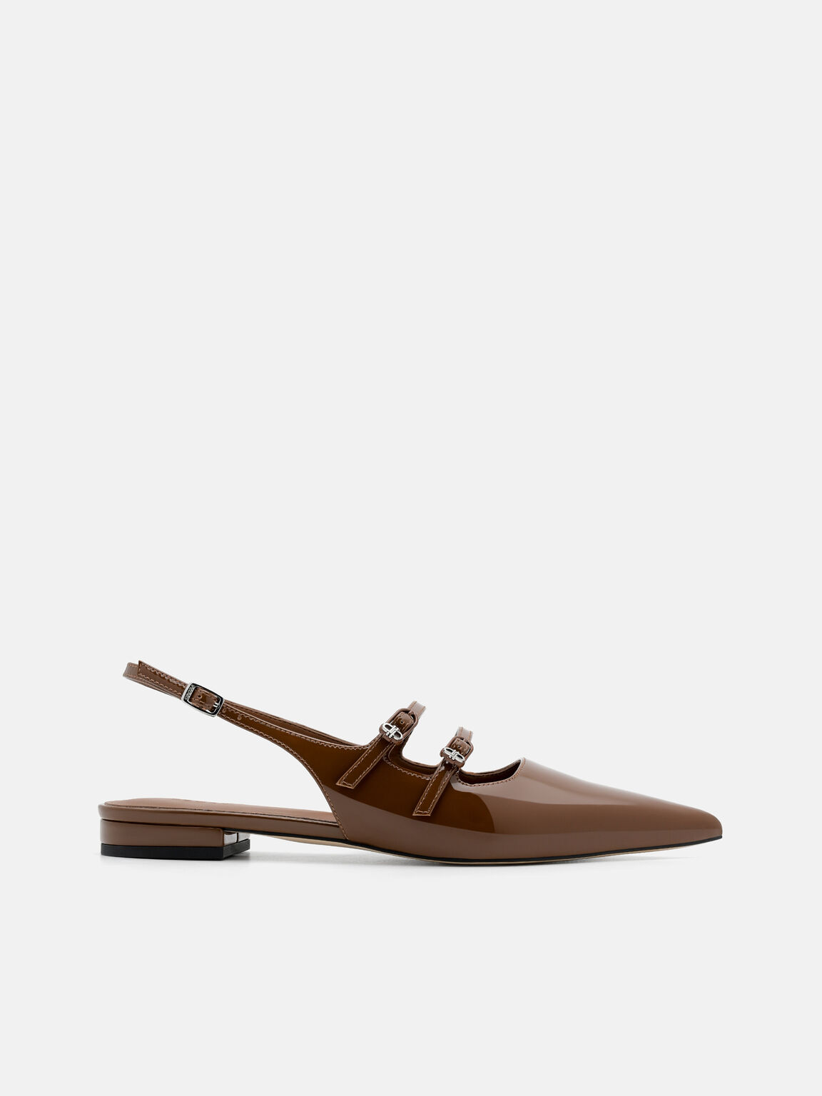 Giày sandals mũi nhọn Icon Patent, Nâu, hi-res