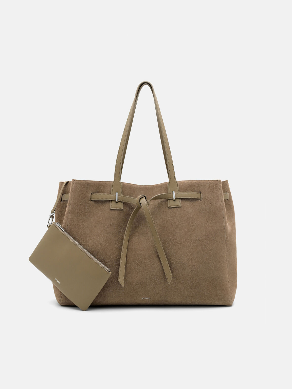 Demi Oversized Suede Tote Bag, Olive, hi-res